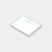 Minimalistisches Türkis-Script-Zweirand-Monogramm Post-it Klebezettel (angewinkelt)