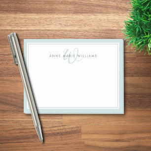 Minimalistisches Türkis-Script-Zweirand-Monogramm Post-it Klebezettel