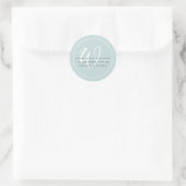 Minimalistisches Türkis-Weiß-Script-Rahmen-Monogra Runder Aufkleber (Tasche)