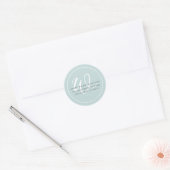 Minimalistisches Türkis-Weiß-Script-Rahmen-Monogra Runder Aufkleber (Umschlag)