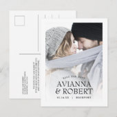 Minimalistisches Typografie-Foto Save the Date Ankündigungspostkarte (Vorne/Hinten)