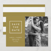 Minimalistisches Typografie-Gold-Foto Save the Dat Date (Vorne/Hinten)