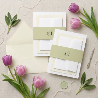Minimalistisches und chic gesprenkeltes Grün Monog Einladungsbanderole