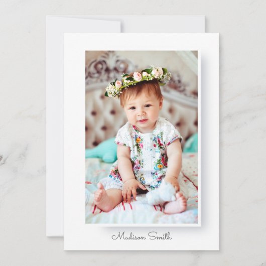 Minimalistisches und einfaches Foto Taufe Einladun Save The Date (Vorderseite)