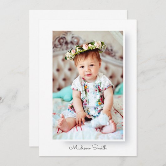 Minimalistisches und einfaches Foto Taufe Einladun Save The Date (Vorne/Hinten)