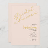 Minimalistisches und einfaches Gold und Rosa Braut Einladung (Vorne/Hinten)