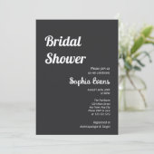 Minimalistisches und einfaches Matte Black Brautpa Einladung (Stehend Vorderseite)