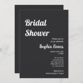 Minimalistisches und einfaches Matte Black Brautpa Einladung (Vorne/Hinten)