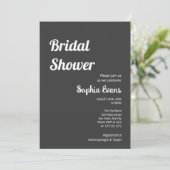 Minimalistisches und einfaches Schattengrau-Brautp Einladung (Stehend Vorderseite)