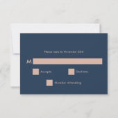 Minimalistisches und elegantes Rose Gold Wedding R RSVP Karte (Rückseite)