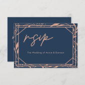 Minimalistisches und elegantes Rose Gold Wedding R RSVP Karte (Vorne/Hinten)