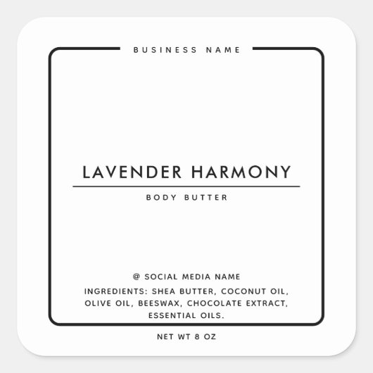 Minimalistisches und modernes Schwarz-weiße Quadratischer Aufkleber (Vorderseite)