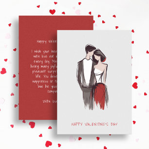 Minimalistisches Valentinstag Ehepaar in Liebe Feiertagskarte