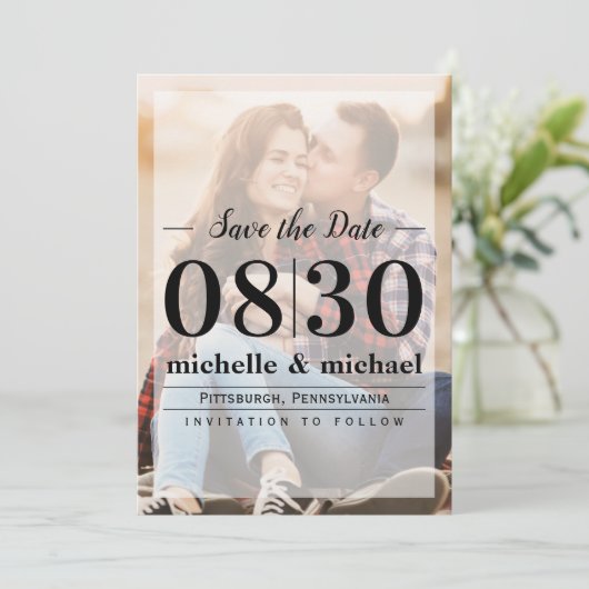 Minimalistisches Vellum Einfaches Foto | QR-Code-W Save The Date (Stehend Vorderseite)