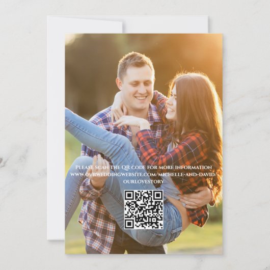 Minimalistisches Vellum Einfaches Foto | QR-Code-W Save The Date (Rückseite)