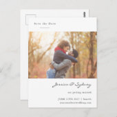Minimalistisches Verlobtes Foto Save the Date Postkarte (Vorne/Hinten)