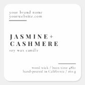 Minimalistisches Verpacken, einfaches Kosmetik-Eti Quadratischer Aufkleber (Vorderseite)