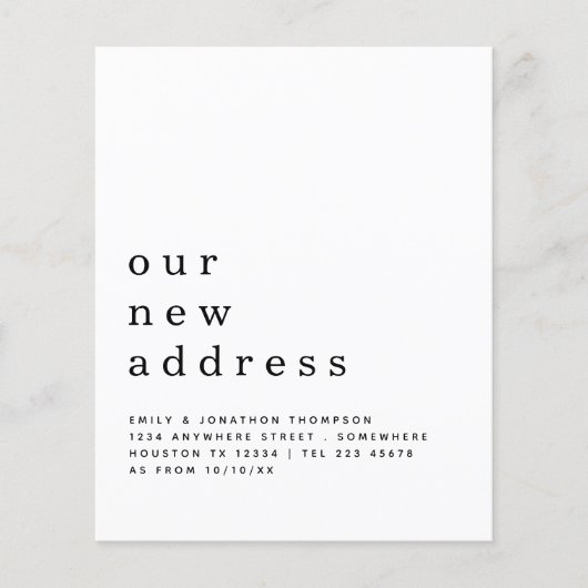 Minimalistisches Verschieben neuer Adressdaten (Vorderseite)