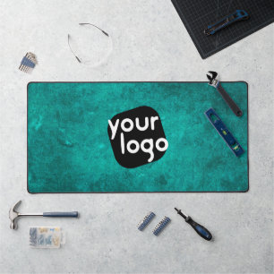 Minimalistisches Vintage-Unternehmenslogo Teal Schreibtischunterlage