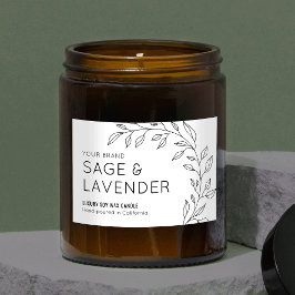 Minimalistisches Vintages botanisches Blätter Kerz Lebensmitteletikett