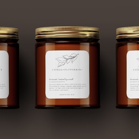 Minimalistisches Vintages Kerzensiegel Quadratischer Aufkleber