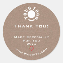 Minimalistisches, Vintages Rotes Herz Danke-Logo Runder Aufkleber