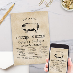 Minimalistisches Vintages Schweinebarbe Party Einladung