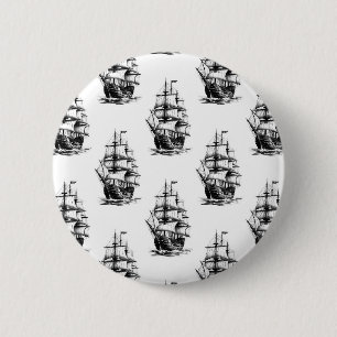 Minimalistisches Vintages Segelschiffmuster Button