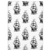 Minimalistisches Vintages Segelschiffmuster Klemmbrett (Rückseite)