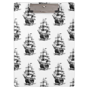 Minimalistisches Vintages Segelschiffmuster Klemmbrett