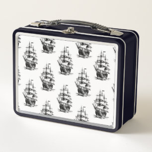 Minimalistisches Vintages Segelschiffmuster Metall Brotdose