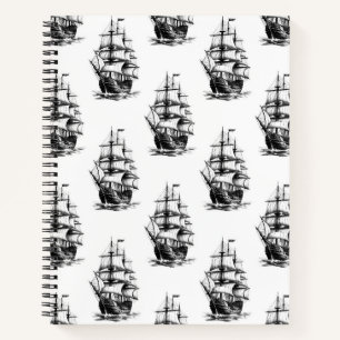 Minimalistisches Vintages Segelschiffmuster Notizblock