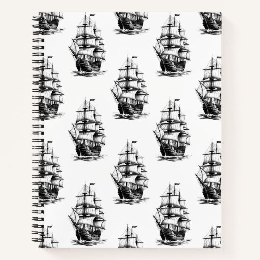 Minimalistisches Vintages Segelschiffmuster Notizblock (Vorderseite)