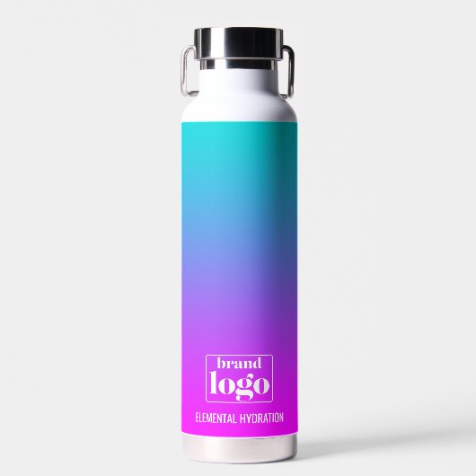 Minimalistisches Violet-Aqua-Gradient-Elementarlog Trinkflasche (Vorne)