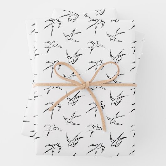 Minimalistisches Vogelmuster Geschenkpapier Set (Beispiel)