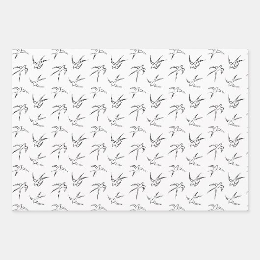 Minimalistisches Vogelmuster Geschenkpapier Set (Vorderseite)