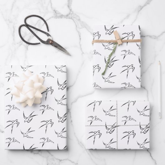 Minimalistisches Vogelmuster Geschenkpapier Set (Vorderseite)