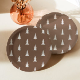 Minimalistisches Waldbraun-rustikales Kiefernmuste Pappteller