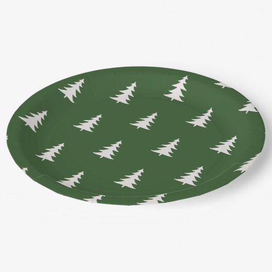 Minimalistisches Waldgrün Pappteller (Schrägansicht)