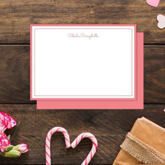 Minimalistisches, warm gepolstertes Rosa, 2 Grenze Mitteilungskarte