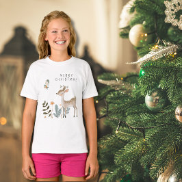 Minimalistisches Wasserfarben-Hirsch und Schmetter T-Shirt