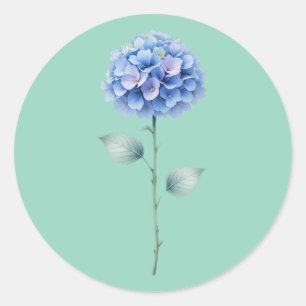 Minimalistisches Wasserfarben-Hydrangea-Blumendesi Runder Aufkleber