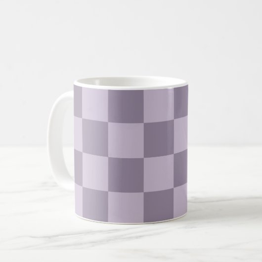 Minimalistisches, weiches Lavendel-Karomuster Kaffeetasse (Vorderseite Links)