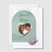 Minimalistisches Weichrosa und grüne Lotus Save th Pergament Einladungen (Versetzt)