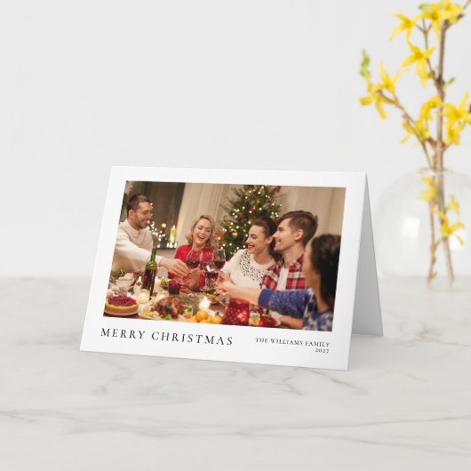 Minimalistisches Weihnachten Einfaches Modernes Fo Karte (Gelbe Blume)