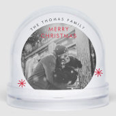 Minimalistisches Weihnachts-Einfaches Rotes Foto Schneekugeln (Vorderseite)