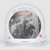 Minimalistisches Weihnachts-Einfaches Rotes Foto Schneekugeln (Rückseite)