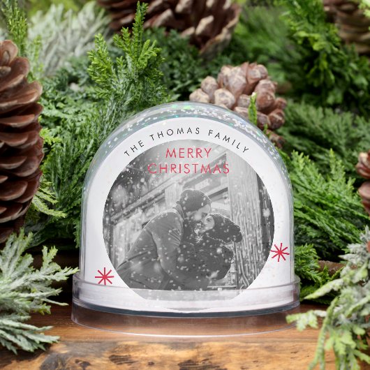 Minimalistisches Weihnachts-Einfaches Rotes Foto Schneekugeln (Winter)