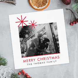 Minimalistisches Weihnachts-Einfaches Rotes Foto Serviette