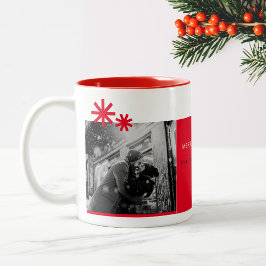 Minimalistisches Weihnachts-Einfaches Rotes Foto Zweifarbige Tasse